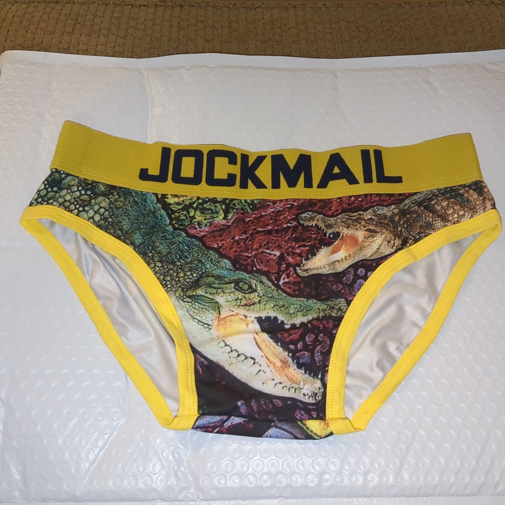 Jockmail Yellow Multicolor Animal Printed Polyester Briefs Size Large